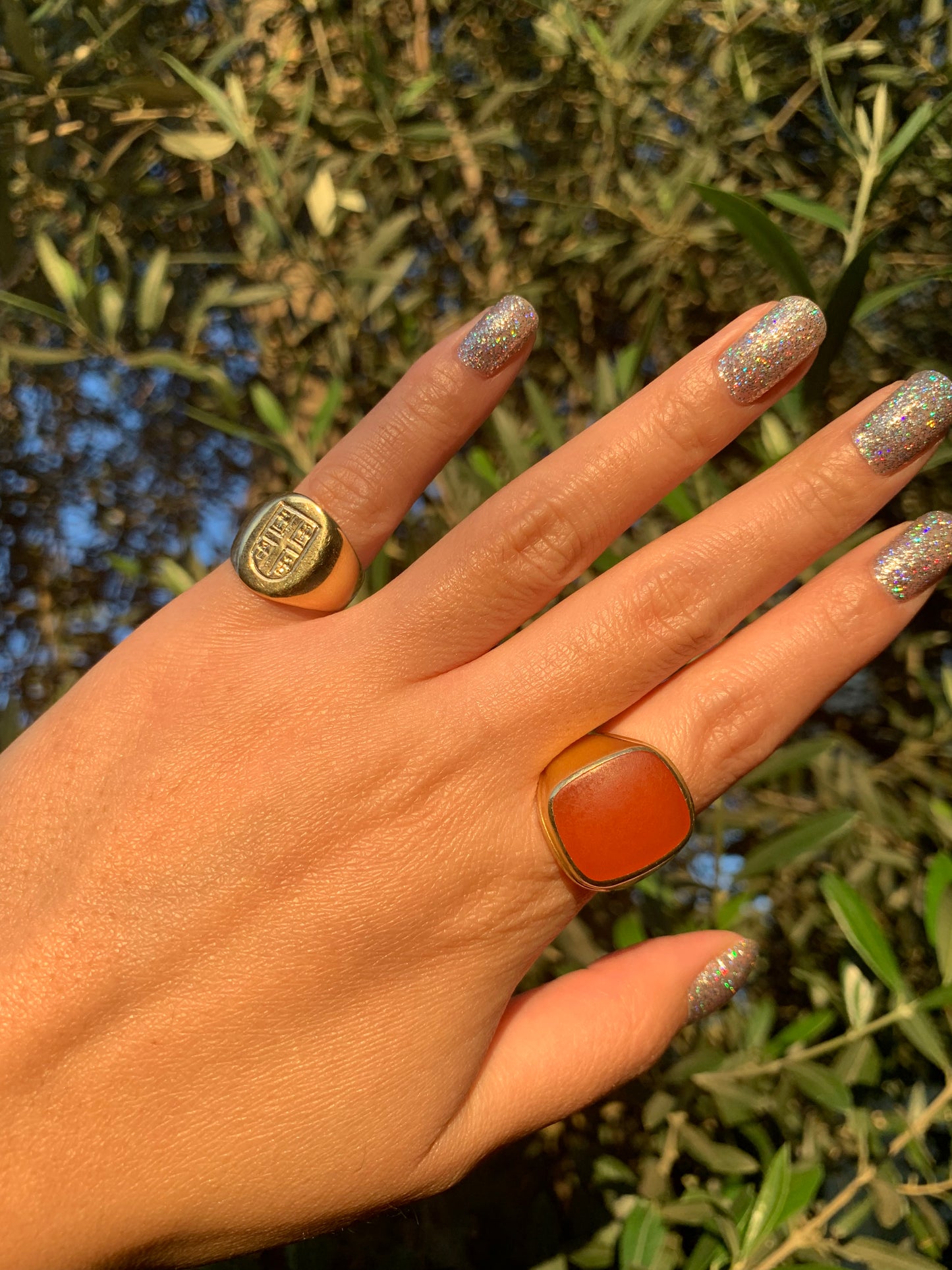 "Sol" 18k yellow gold vintage carnelian signet (vintage, only one available)