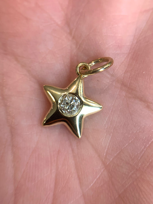 Libby K. custom order - Star G. 0.38ct old cut diamond in 18k yellow gold Little Star- shiny finish