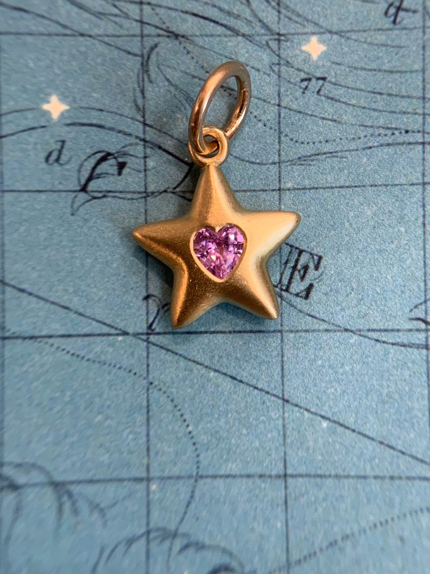 Melanie custom order - 0.27ct pink heart star in 18k yellow gold Little Star - shiny finish