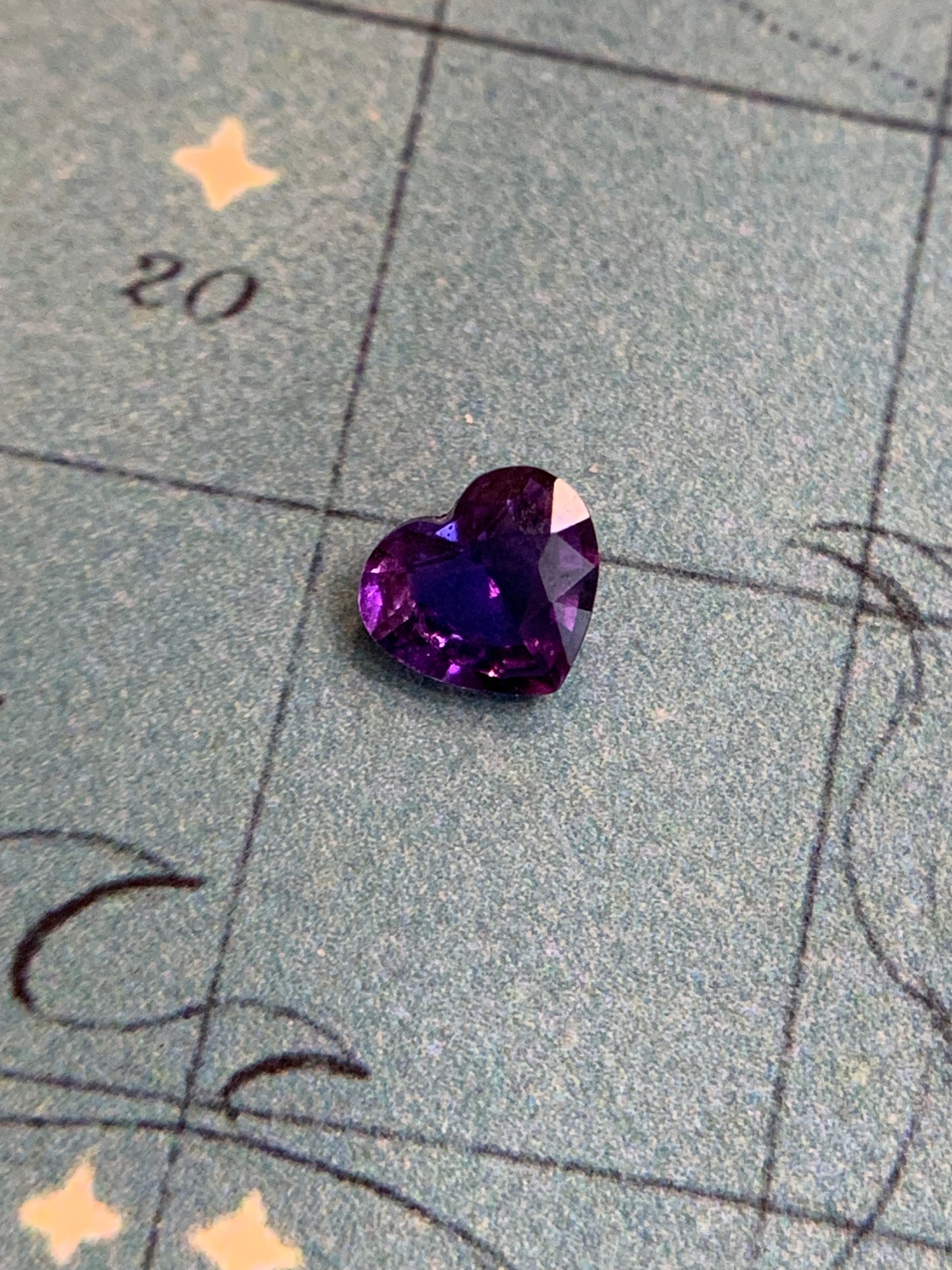 Michelle F. custom order - Star F. 0.40ct purple heart sapphire in 18k yellow gold Mother Star- matte finish