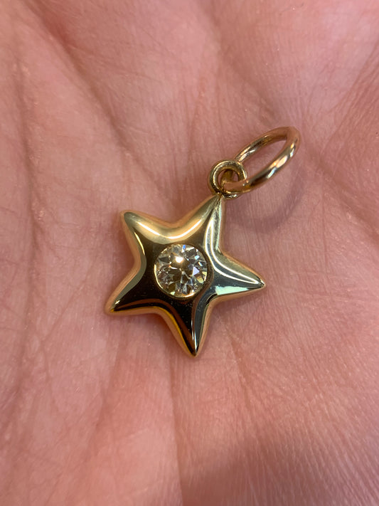 Tia S. custom order - Star Y. 0.27ct "Wingleader" OEC- in 18k yellow gold Little Star- shiny finish- open culet