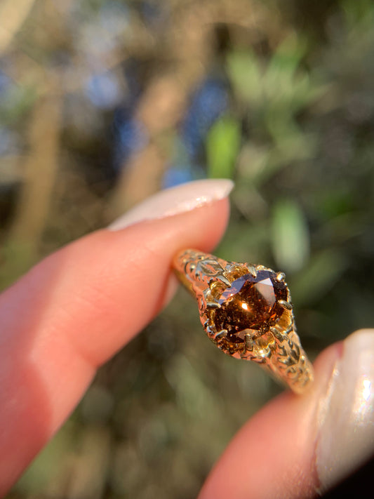 18k "Folklore" natural brown diamond ring in yellow gold (custom made)