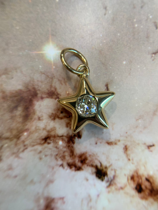 Meredith K. custom order - star 5. 0.52ct "Our Infinite Fates" old mine cut diamond in an 18k yellow gold Mother Star- shiny finish