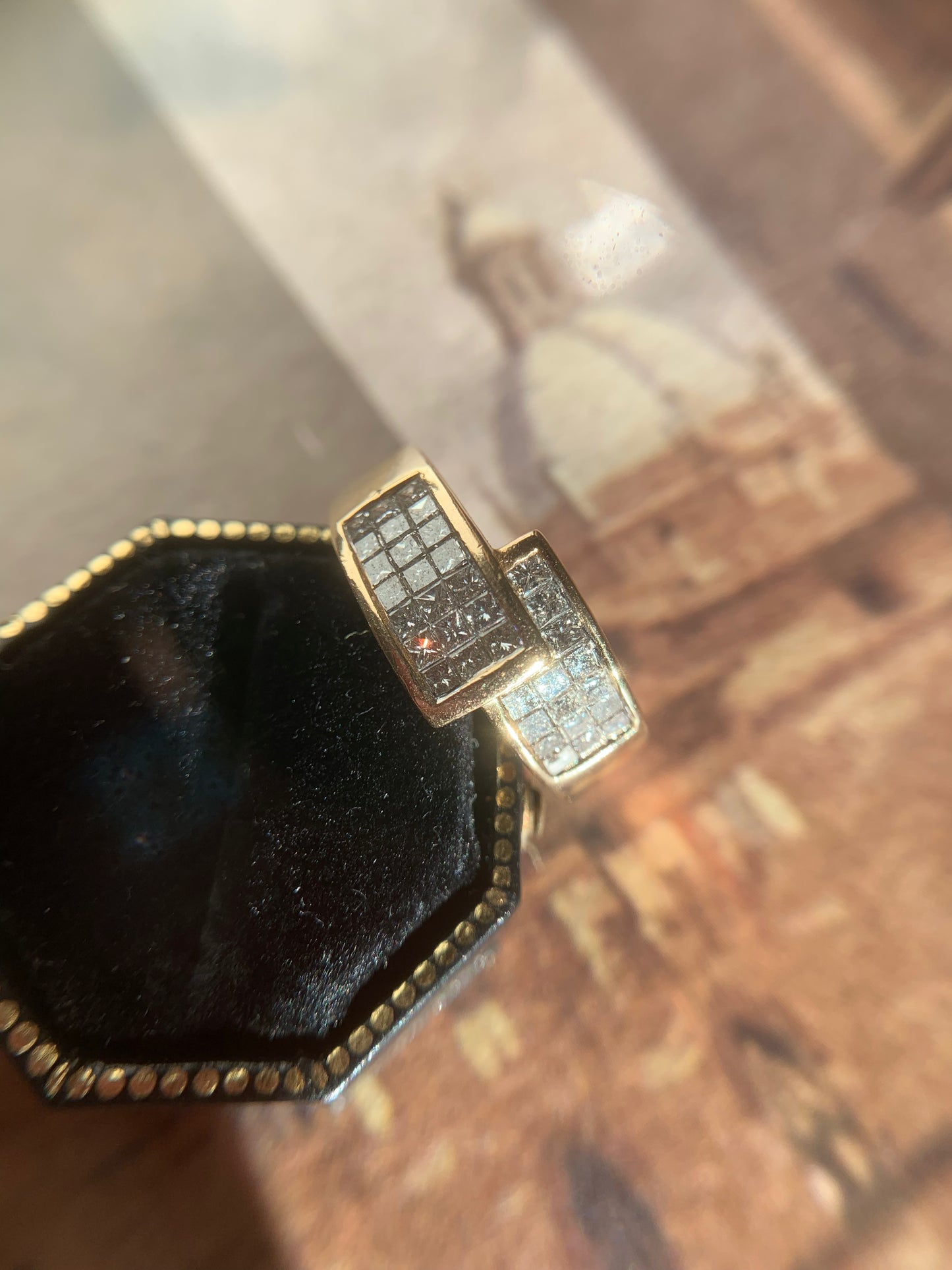 14k "Pulp Fiction" invisible set 1.5 tcw diamond ring (vintage, only one available)