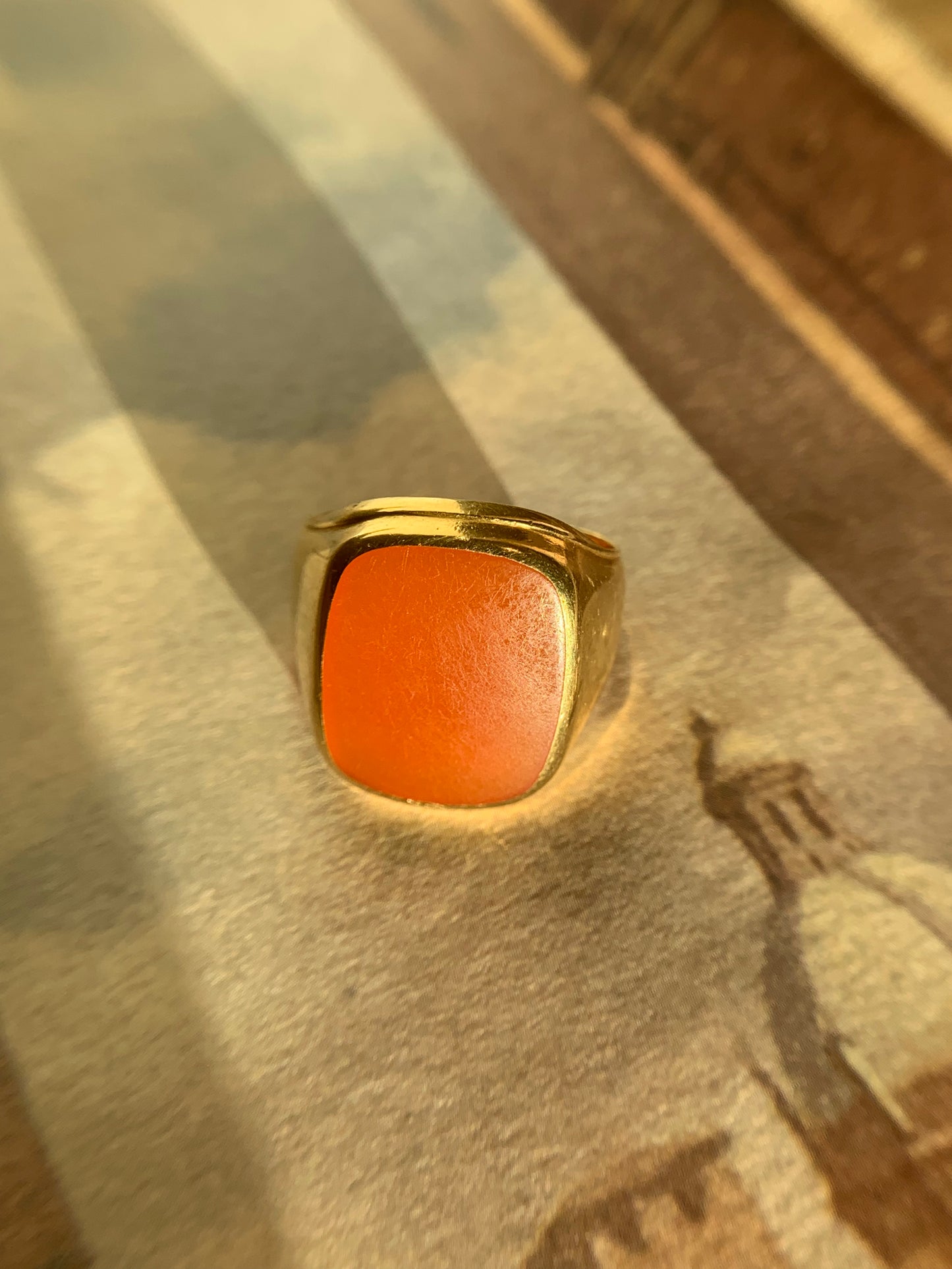 18k "Light Keeper" carnelian signet in yellow gold (vintage, only one available)