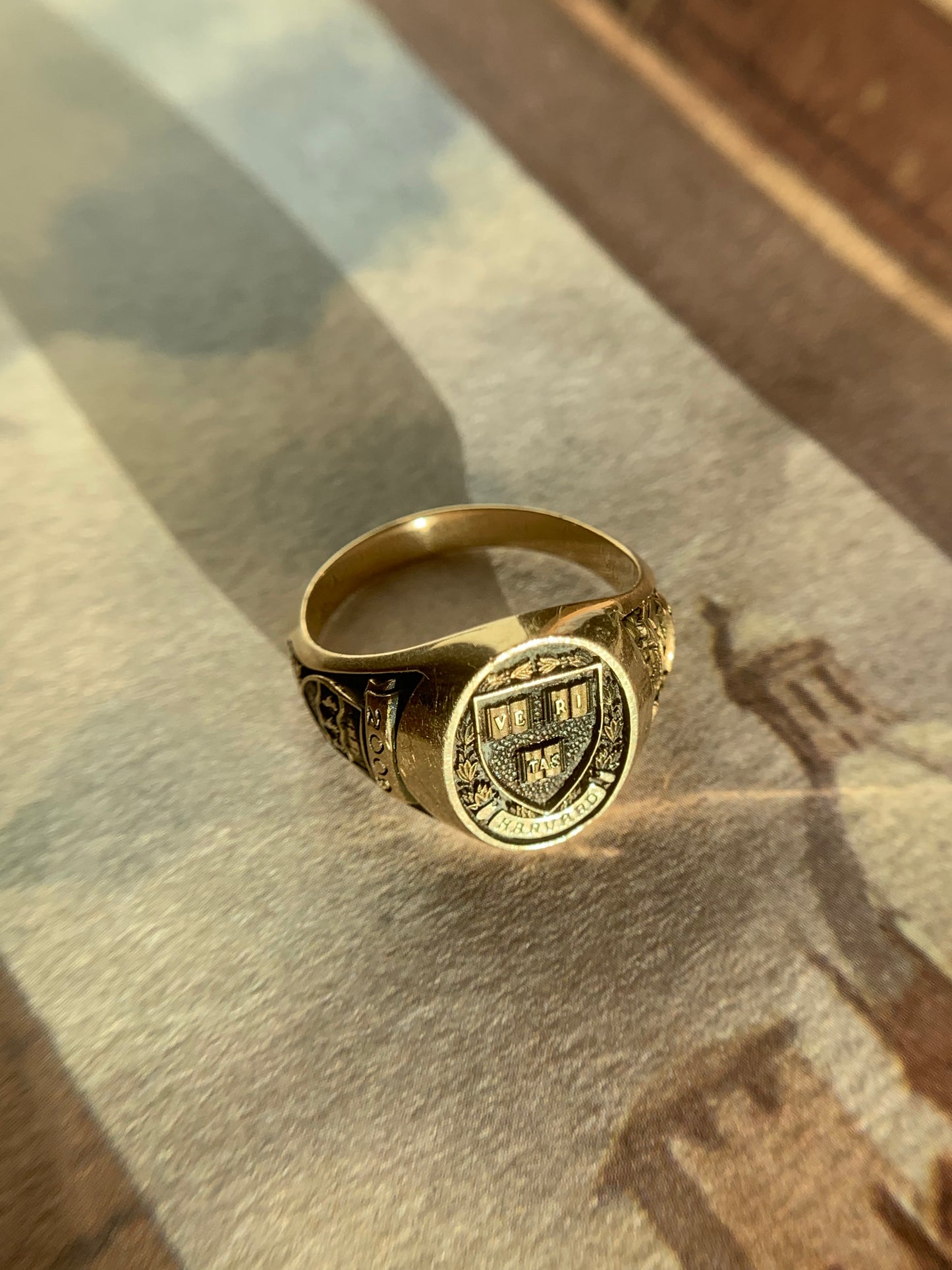 14k "Elle Woods" Harvard signet ring in yellow gold (vintage, only one available)