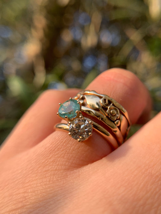 14k "Labyrinth" full eternity foliage cigar band in yellow gold (vintage, only one available)