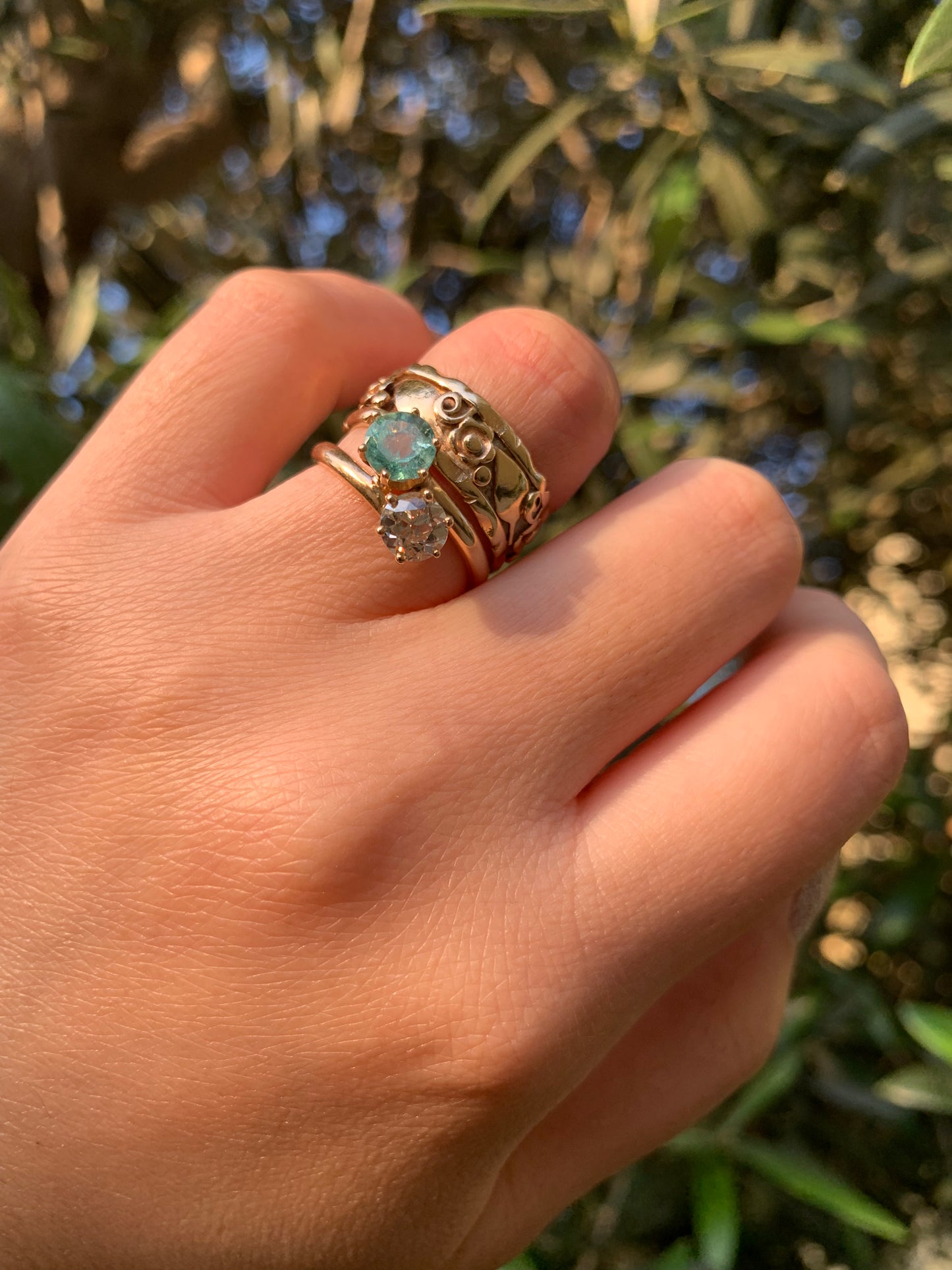 14k "Labyrinth" full eternity foliage cigar band in yellow gold (vintage, only one available)