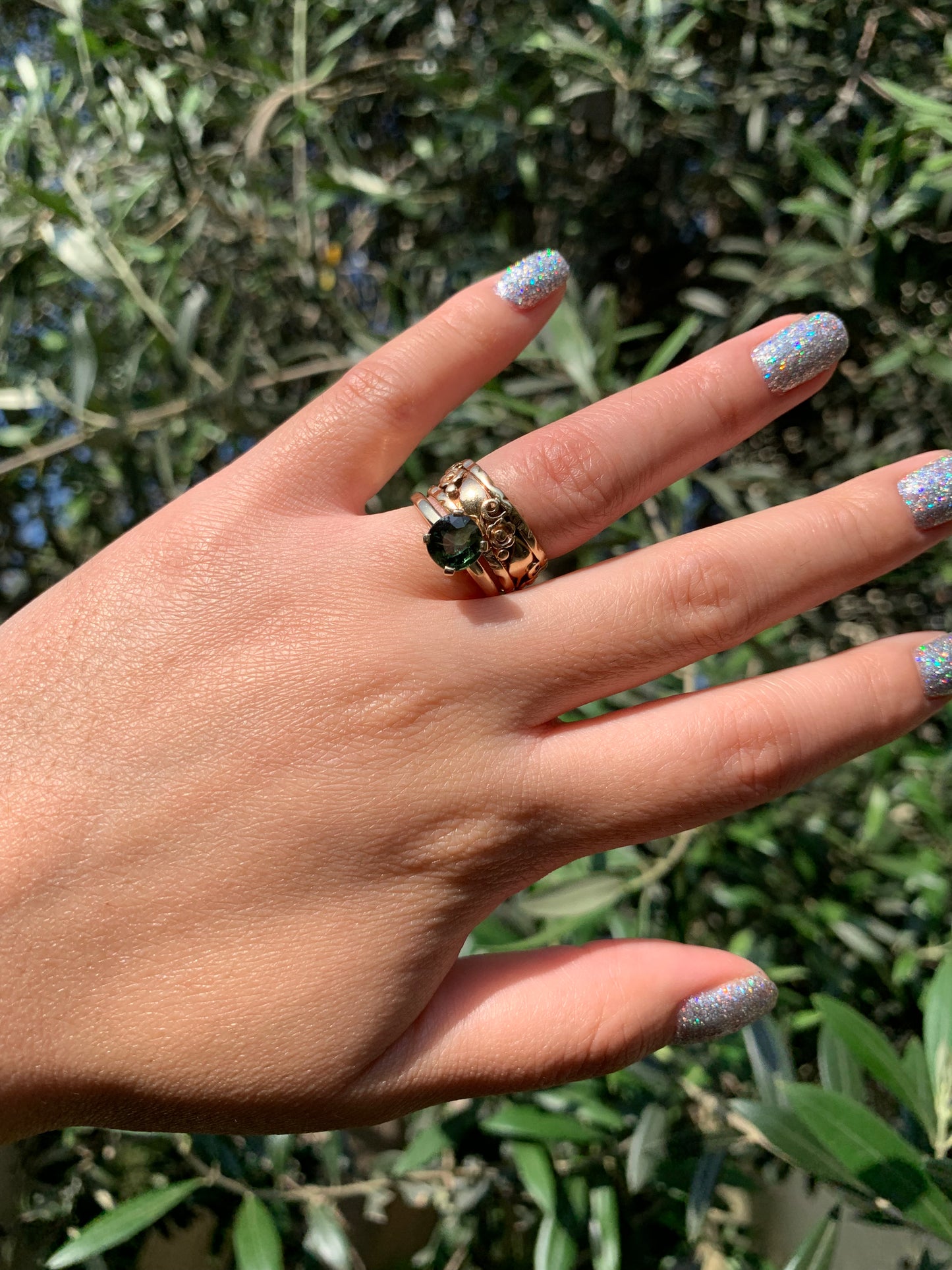 14k "Labyrinth" full eternity floral cigar band in yellow gold (vintage, only one available)