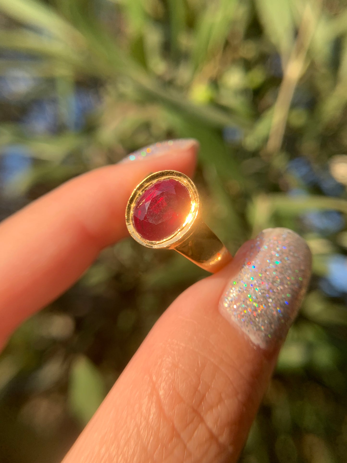 "Talisman" 22k bezel set approx 2ct vivid ruby