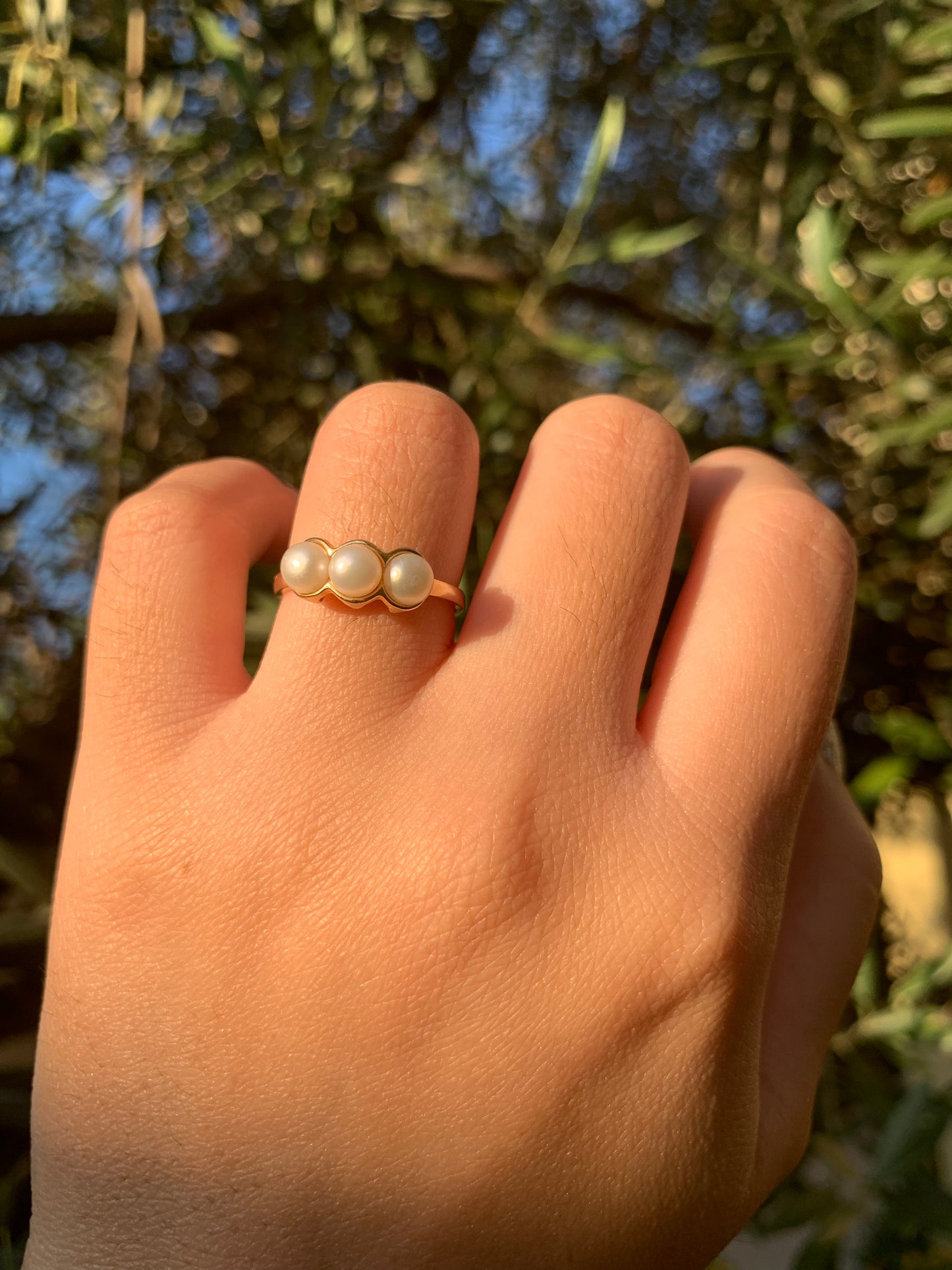 "Always" 14k pearl trilogy ring