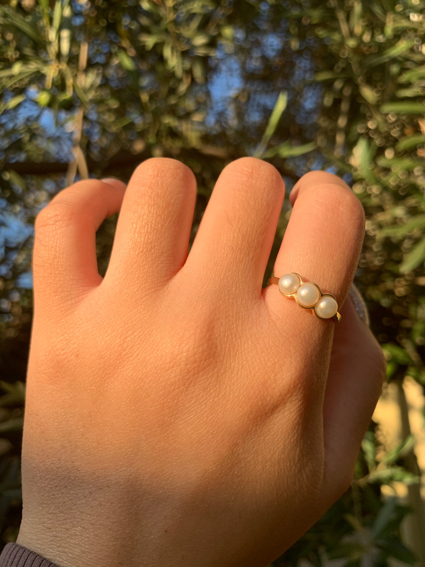 "Always" 14k pearl trilogy ring