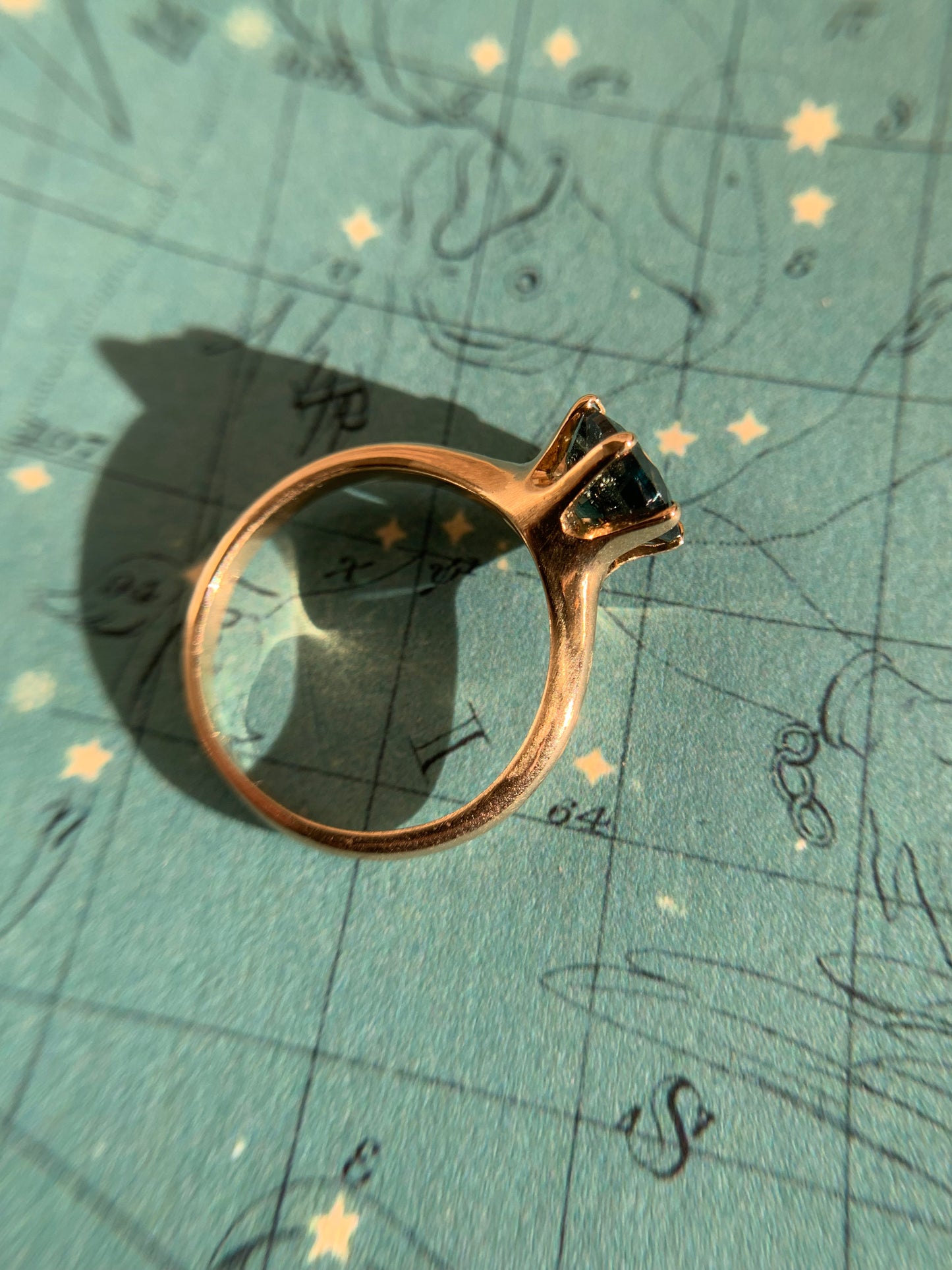 14k "Feyra Darling" restored 2.10ct natural green sapphire in yellow gold (antique, only one available)