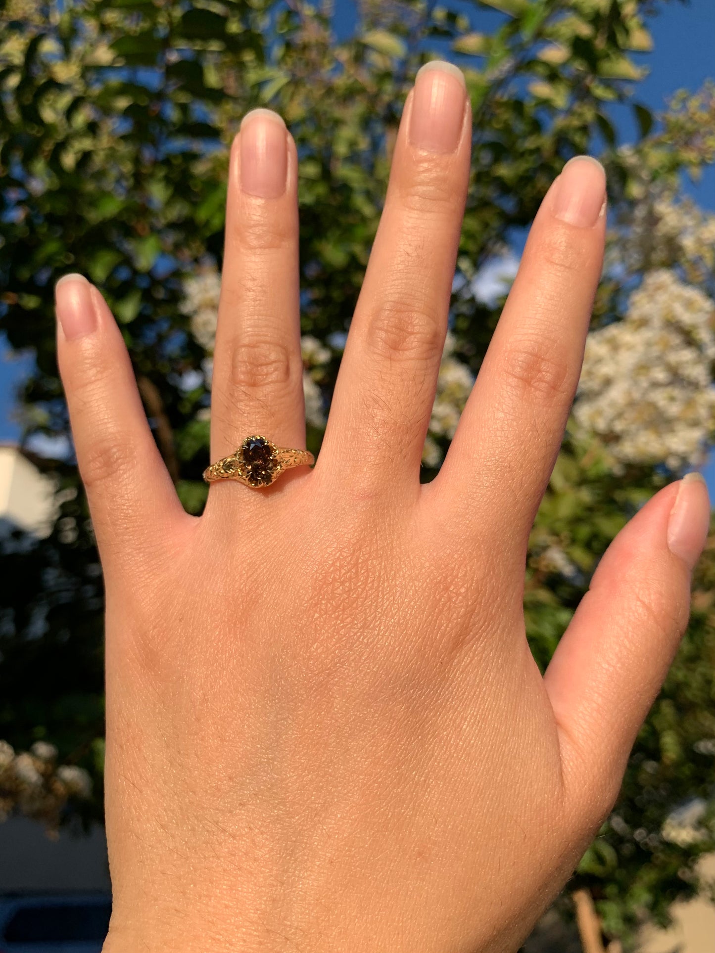 18k "Folklore" natural brown diamond ring in yellow gold (custom made)
