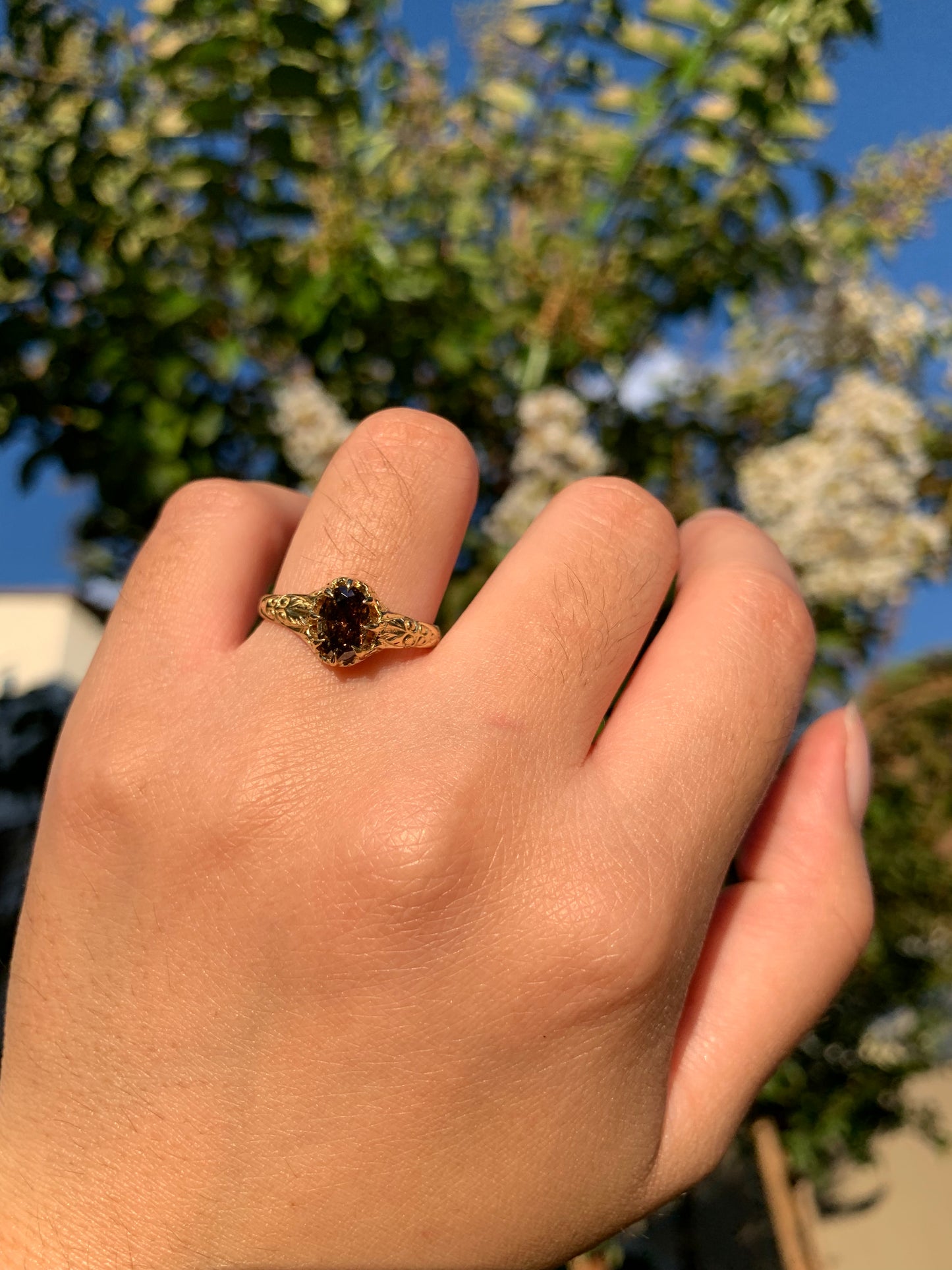 18k "Folklore" natural brown diamond ring in yellow gold (custom made)