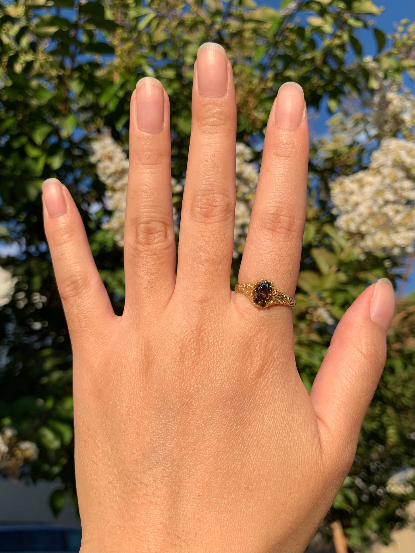 18k "Folklore" natural brown diamond ring in yellow gold (custom made)