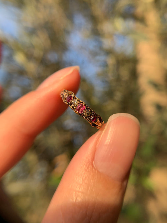 15k ruby and diamond late Georgian, early Victorian ring