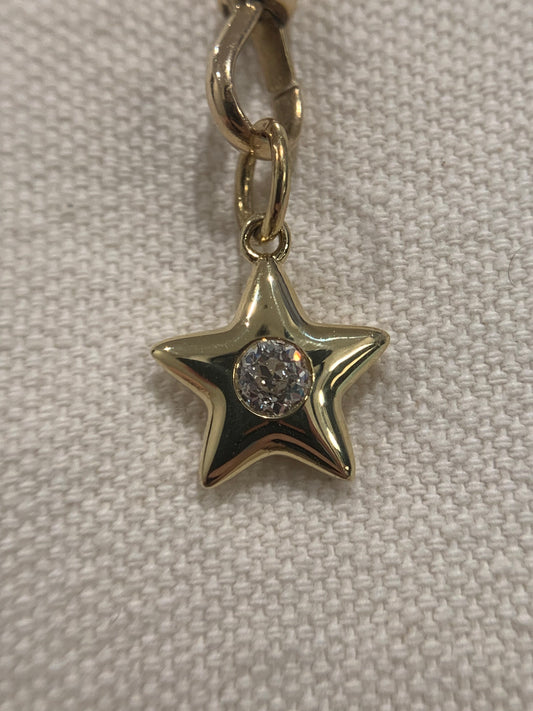 Michelle custom order - Star B. 0.30ct G-I near colorless, very eye clean, open culet OEC in a solid 18k yellow gold Little Star, shiny finish