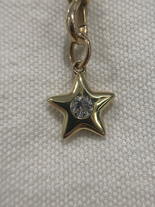 Lisa M custom order - Star E. 0.28ct H-J near colorless, open culet OEC in a shiny finish 18k yellow gold Little Star