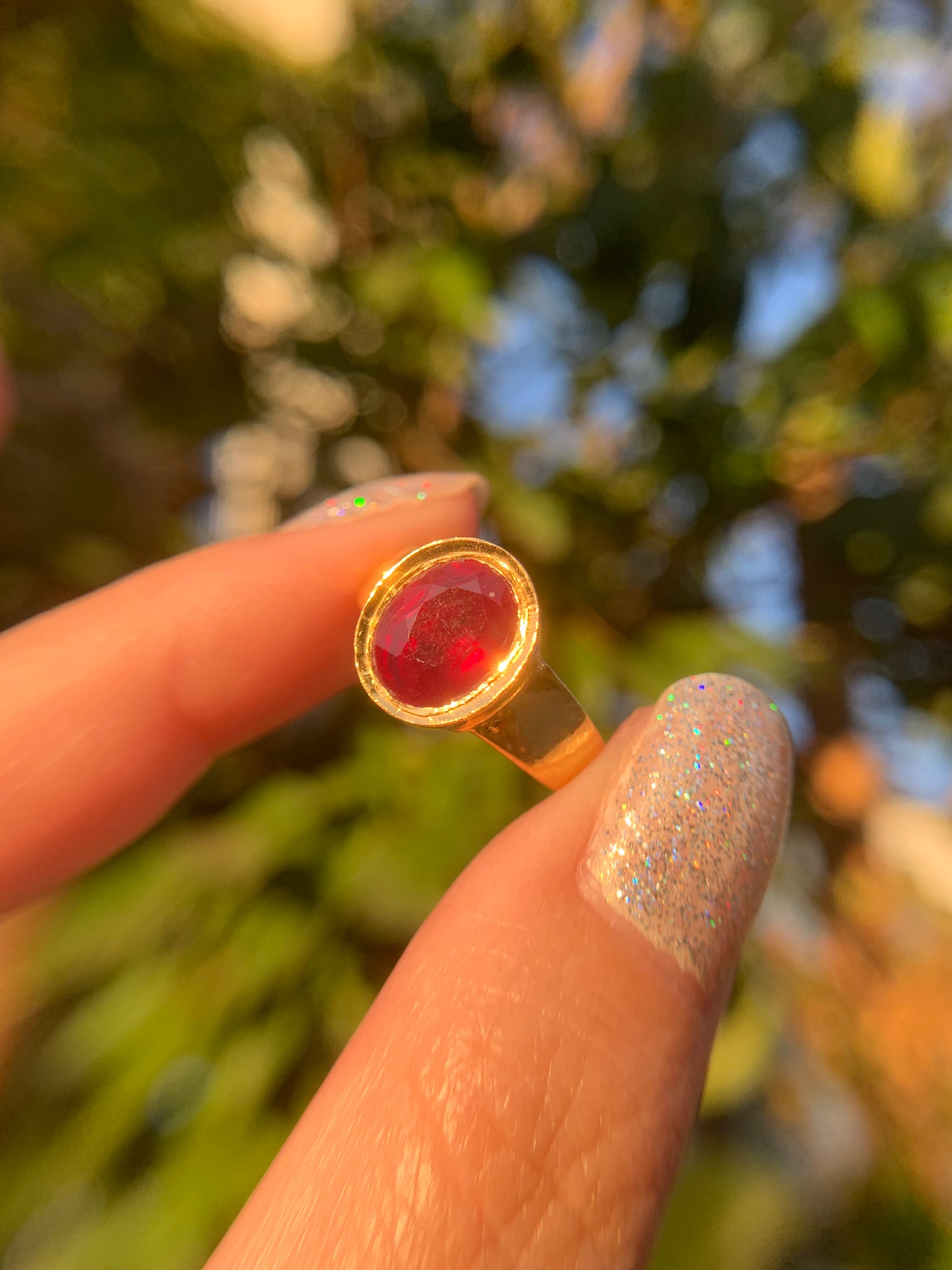 "Talisman" 22k bezel set approx 2ct vivid ruby