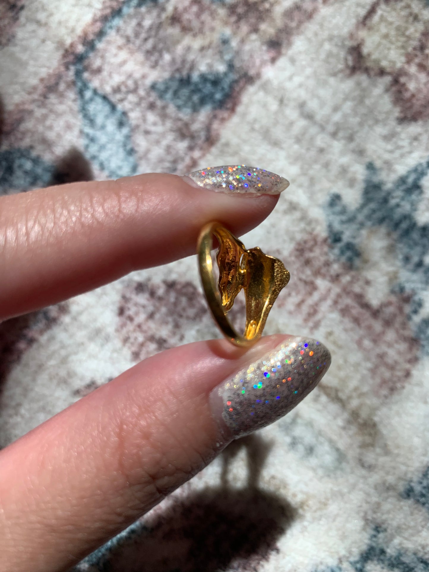 "Chalice" 22k figural calla lily ring (vintage, only one available)