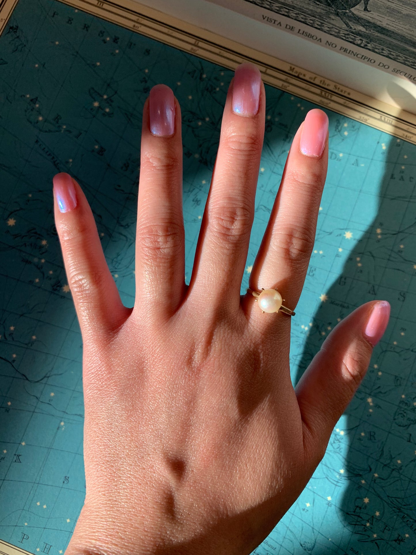 14k "Siren" pearl ring in yellow gold (vintage, only one available)