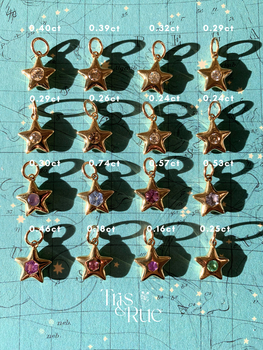 18k Little Star© volume 12: old cut diamonds, limited Hex edition sapphires, emerald