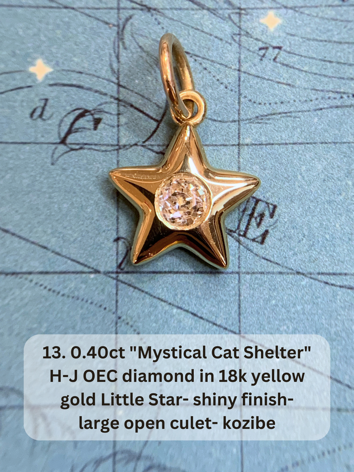 18k Little Star© volume 18 old cut diamonds, multicolor sapphires, emeralds, ruby