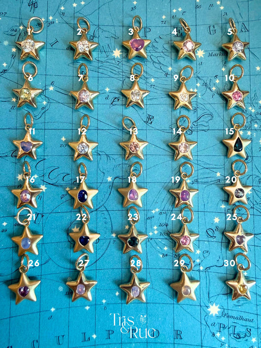 18k Little Star© volume 22 old cut diamond, sapphire, spinel