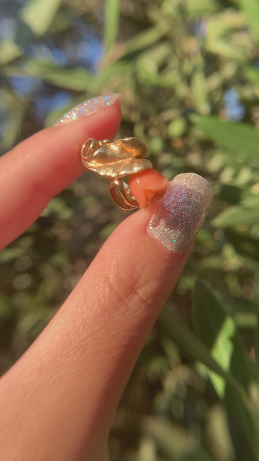 "Ariel" 14k figural rose coral ring